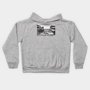 Combestone Tor Dartmoor National Park, Devon, Black And White Kids Hoodie